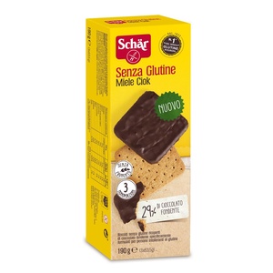 Miele Ciok  - Biscuiti crocanti cu miere si glazura de ciocolata neagra fara gluten x 200 g