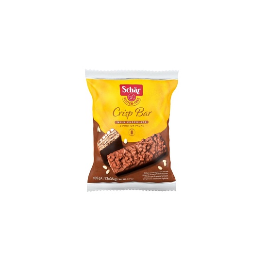 Crisp Bar - Napolitane crocante cu ciocolata cu lapte si alune fara gluten x 105 g