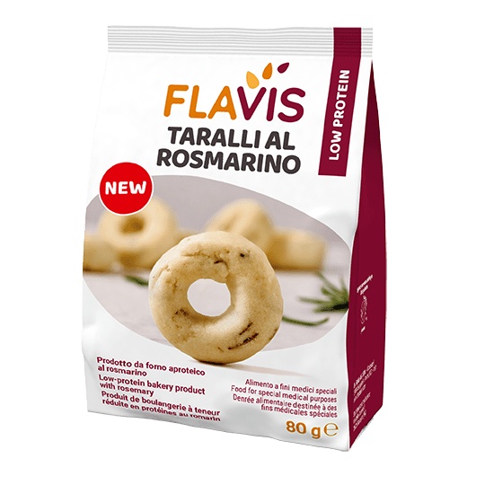 FLAVIS TARALLI - Produs de panificatie cu continut proteic scazut si rozmarin 80g