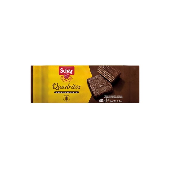 Quadritos - Napolitane fara gluten invelite in ciocolata neagra x 40 g 