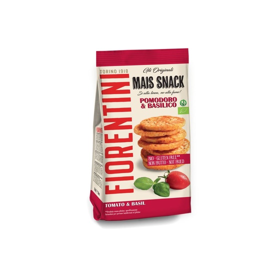 Mini Galette di Mais al Pomodoro e Basilico - Chipsuri eco cu rosii si busuioc fara gluten x 50 g 